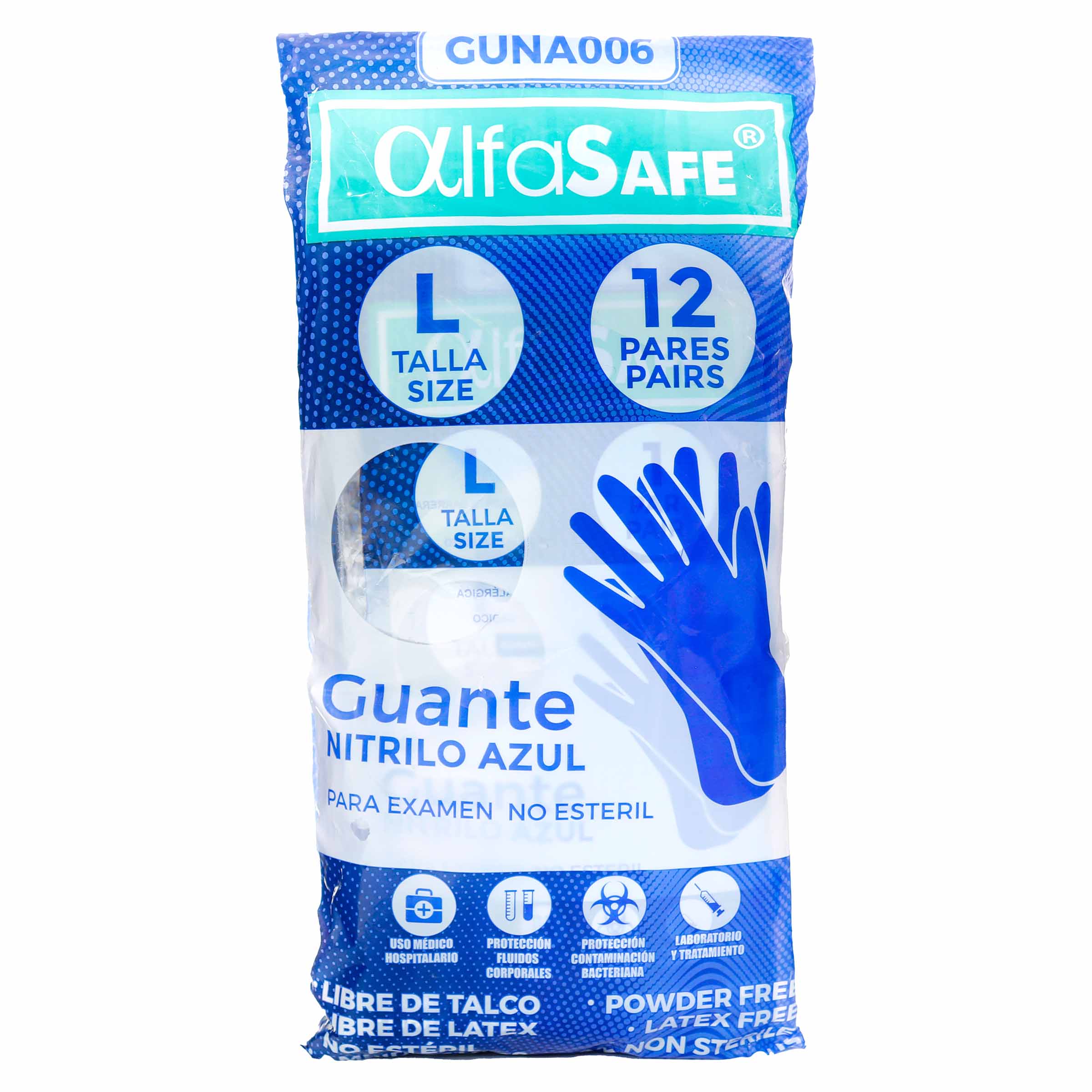 Guantes De Nitrilo Azul Talla L Alfasafe