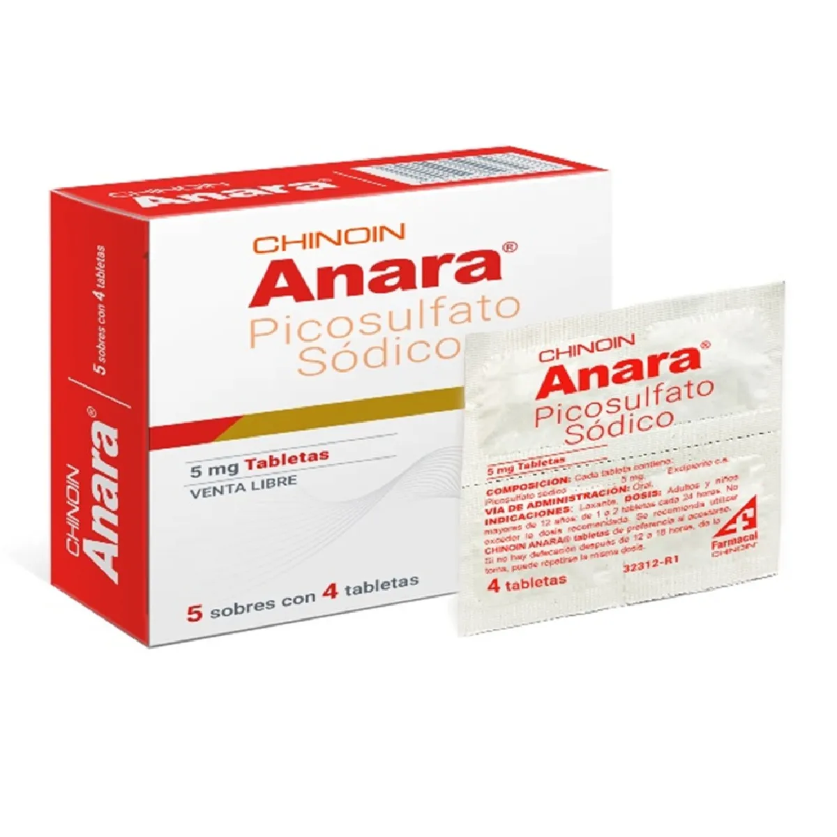 Chinoi Anara Picosulfato Sodico 5 Mg 20 Tabletas