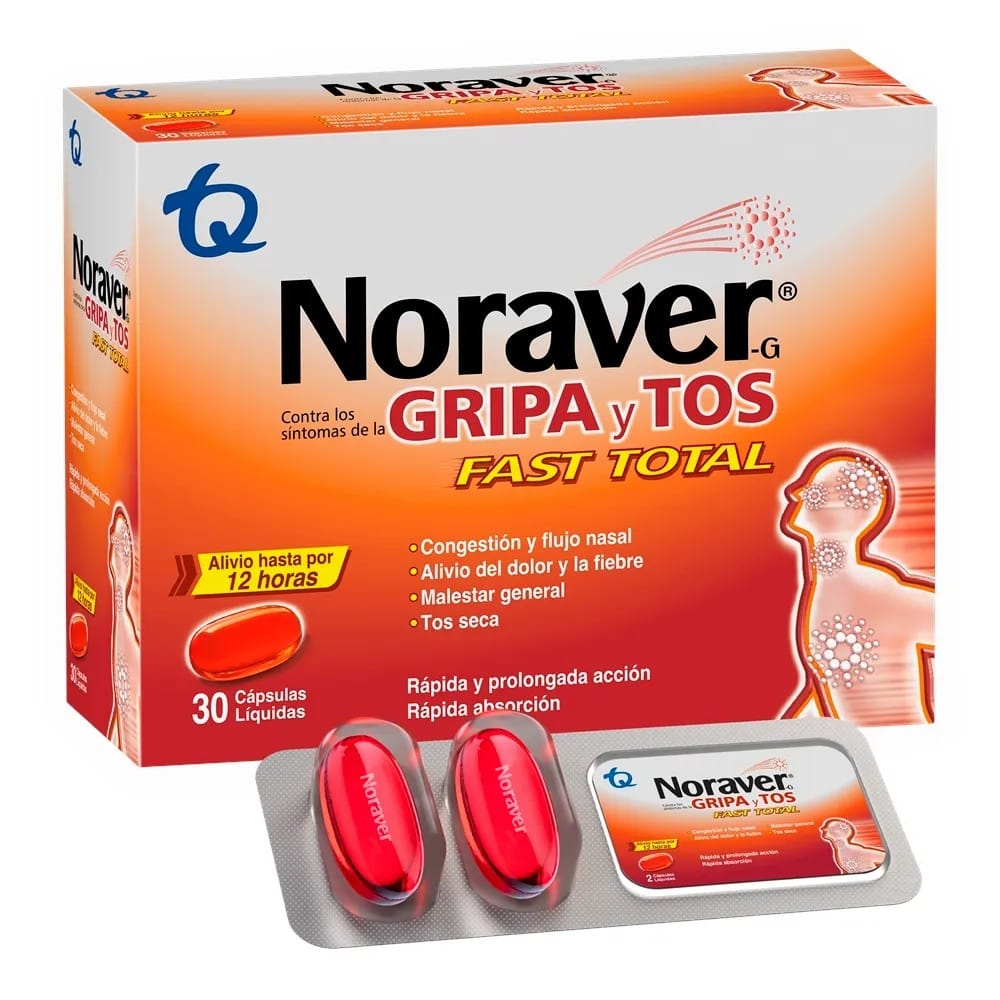 Noraver Gripa Y Tos Fast Total Capsulas Liquidas