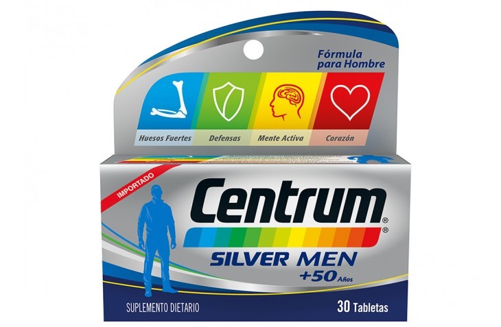 Centrum Silver Men +50 Años Vitamina D3 + Acido Ascorbico + Carbonato de Calcio 11/194/637 Mg