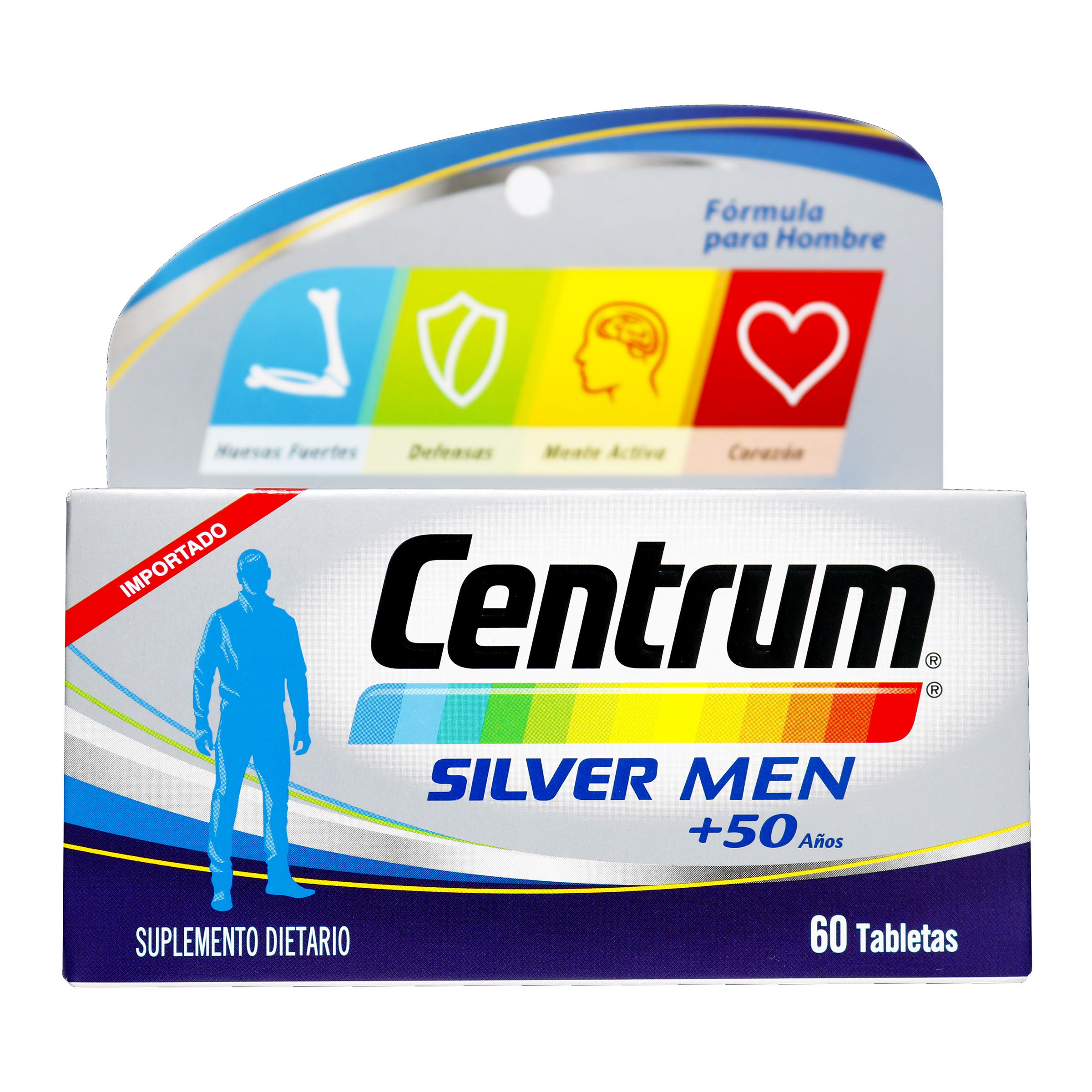 Centrum Silver Men +50 Años Vitamina D3 + Acido Ascorbico + Carbonato de Calcio 11/194/637 Mg
