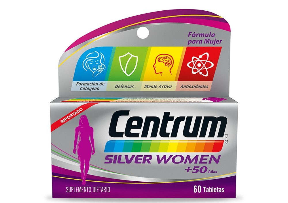 Centrum Silver Woman +50 Años Vitamina D3 + Acido Ascorbico + Carbonato Ferroso 11/162/769 Mg