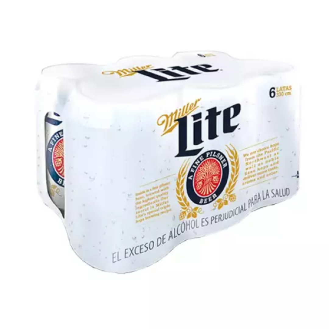 CERVEZA MILLER LITE LATA 310 ML 6 UNI