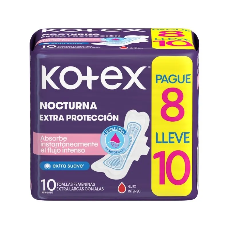Toallas Kotex Nocturna Extraproteccion