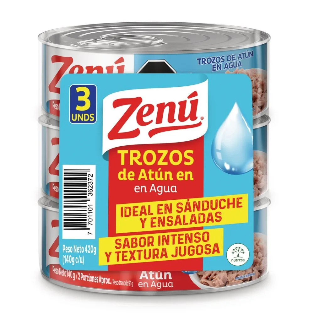 Atun Trozos Agua Zenu 140 Gr