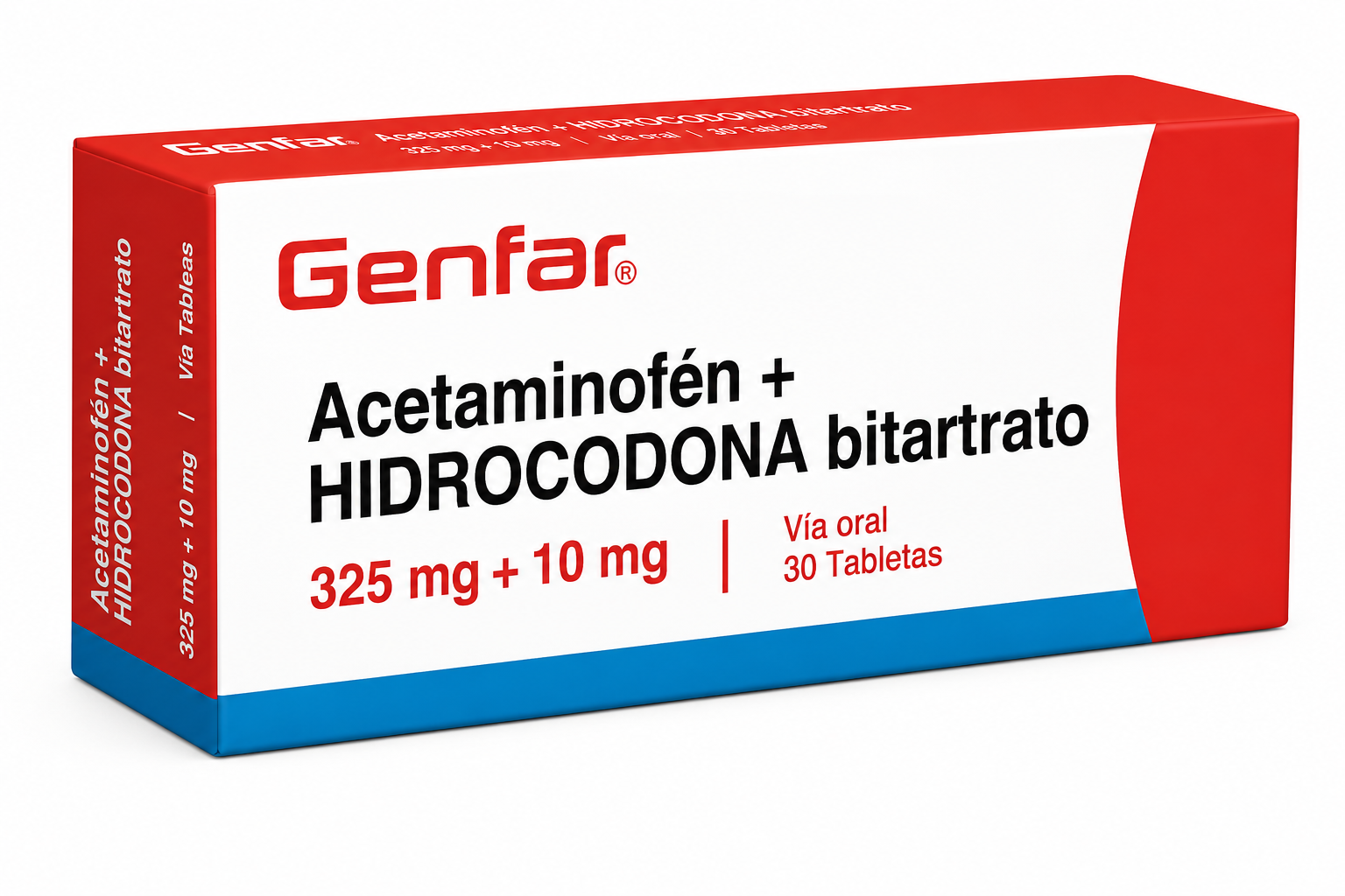 Acetaminofen + Hidrocodona Bitartrato 325/10 Mg