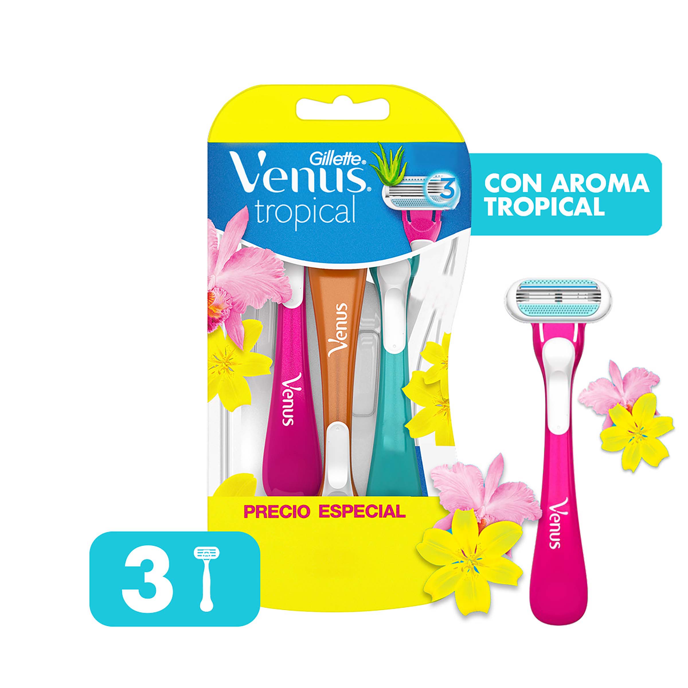 Maquina De Afeitar Venus Con Aroma Tropical  3 Hojas